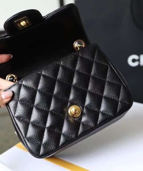 [REP 1:1] Chanel Classic Mini Flap Bag Gold Toned Hardware Black For Women 6.7in/17cm