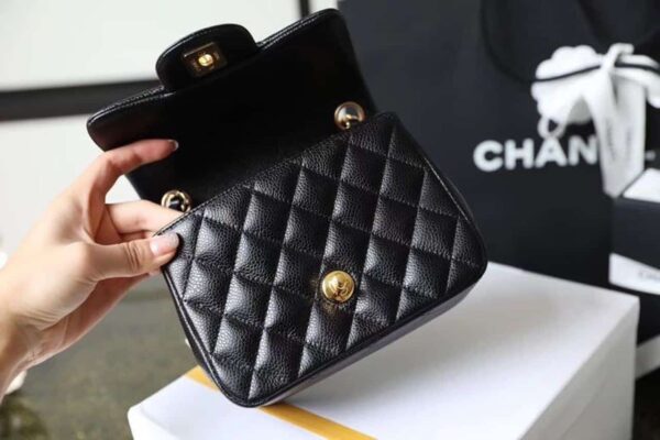 [REP 1:1] Chanel Classic Mini Flap Bag Gold Toned Hardware Black For Women 6.7in/17cm