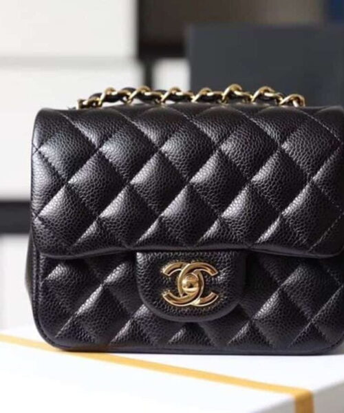 [REP 1:1] Chanel Classic Mini Flap Bag Gold Toned Hardware Black For Women 6.7in/17cm