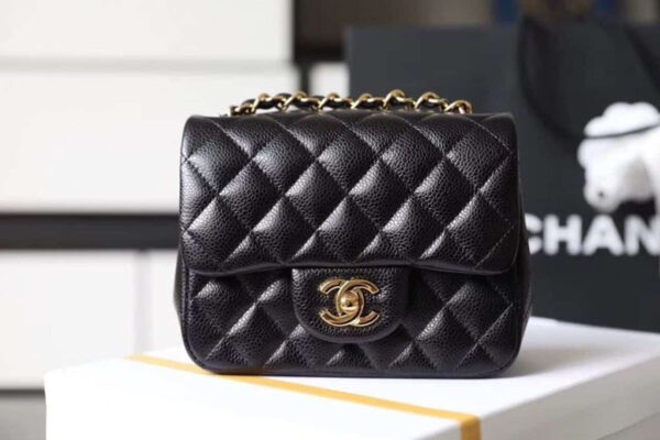 [REP 1:1] Chanel Classic Mini Flap Bag Gold Toned Hardware Black For Women 6.7in/17cm