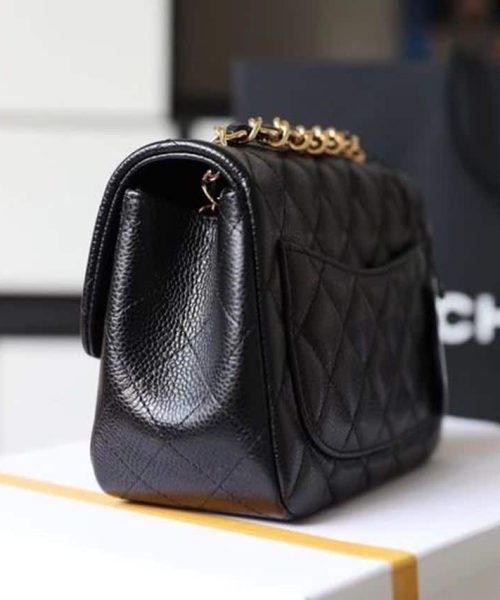 [REP 1:1] Chanel Classic Mini Flap Bag Gold Toned Hardware Black For Women 6.7in/17cm