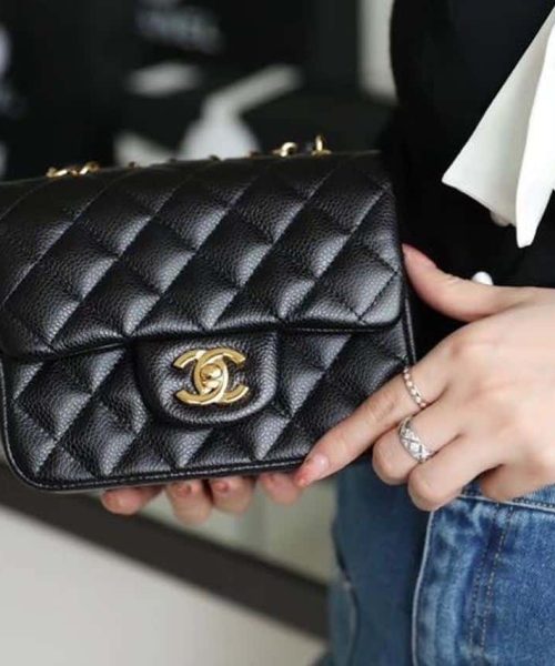 [REP 1:1] Chanel Classic Mini Flap Bag Gold Toned Hardware Black For Women 6.7in/17cm
