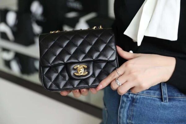 [REP 1:1] Chanel Classic Mini Flap Bag Gold Toned Hardware Black For Women 6.7in/17cm