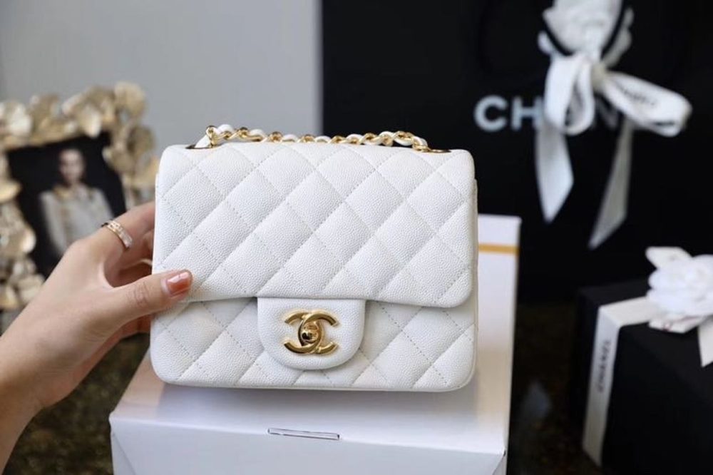 [REP 1:1] Chanel Classic Mini Flap Bag Golden Hardware White For Women 6.6in/17cm A35200 - Image 3