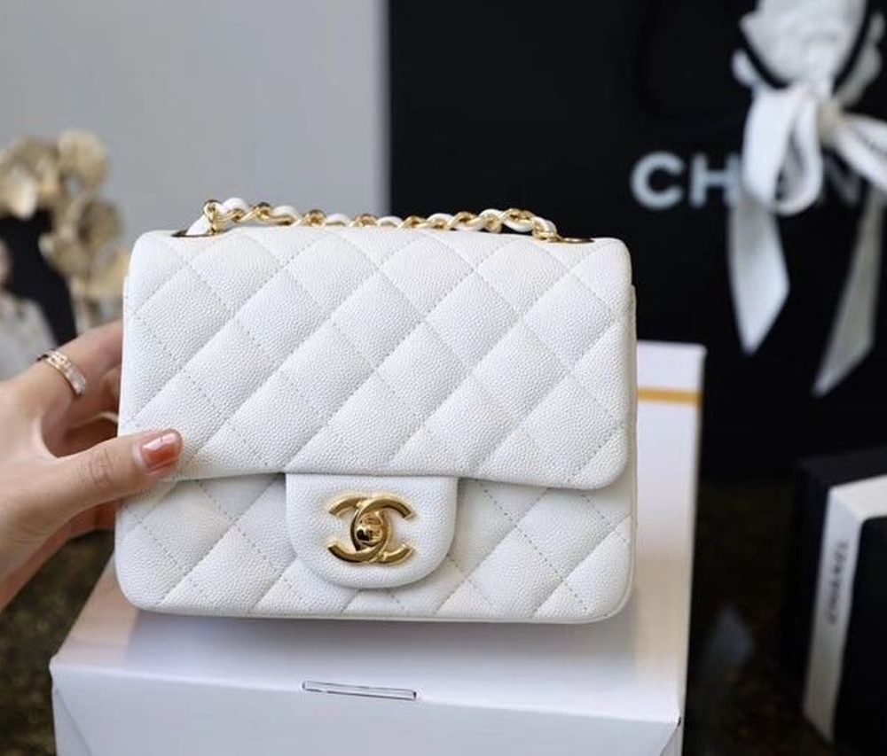 [REP 1:1] Chanel Classic Mini Flap Bag Golden Hardware White For Women 6.6in/17cm A35200