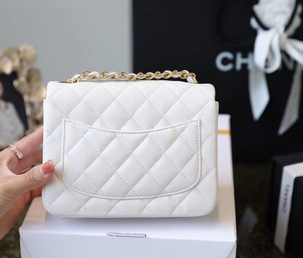 [REP 1:1] Chanel Classic Mini Flap Bag Golden Hardware White For Women 6.6in/17cm A35200