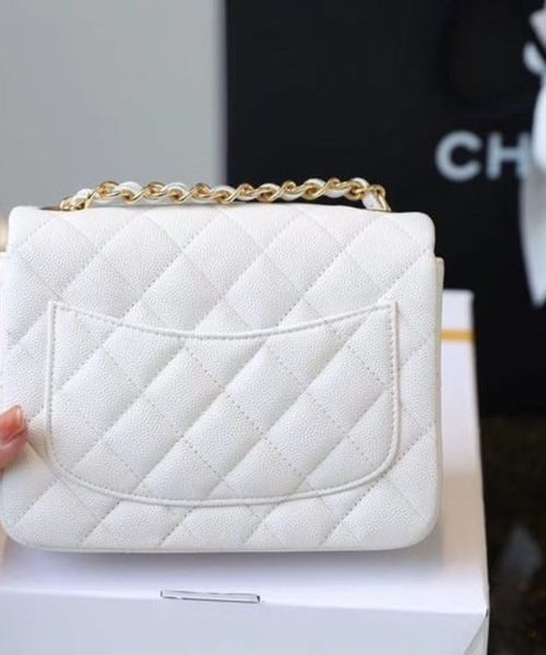 [REP 1:1] Chanel Classic Mini Flap Bag Golden Hardware White For Women 6.6in/17cm A35200