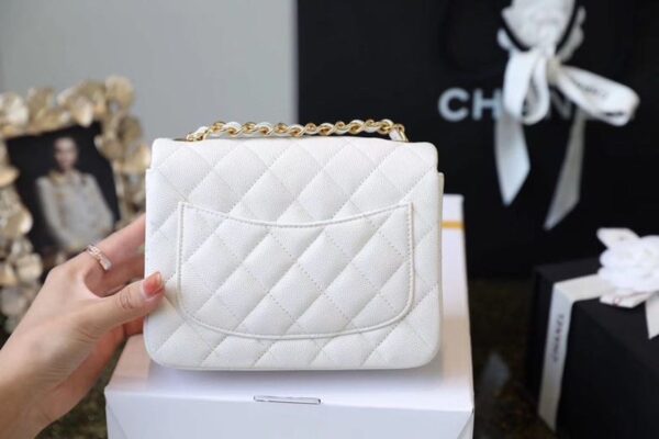 [REP 1:1] Chanel Classic Mini Flap Bag Golden Hardware White For Women 6.6in/17cm A35200