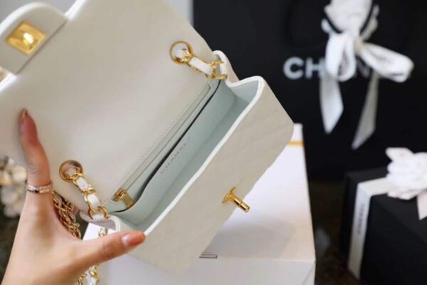 [REP 1:1] Chanel Classic Mini Flap Bag Golden Hardware White For Women 6.6in/17cm A35200