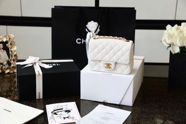[REP 1:1] Chanel Classic Mini Flap Bag Golden Hardware White For Women 6.6in/17cm A35200