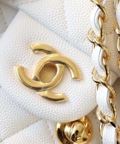 [REP 1:1] Chanel Classic Mini Flap Bag Golden Hardware White For Women 6.6in/17cm A35200