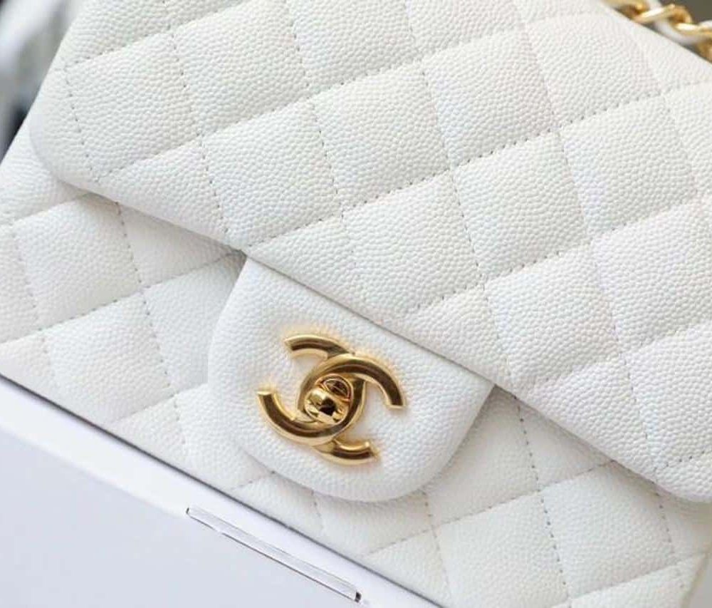 [REP 1:1] Chanel Classic Mini Flap Bag Golden Hardware White For Women 6.6in/17cm A35200