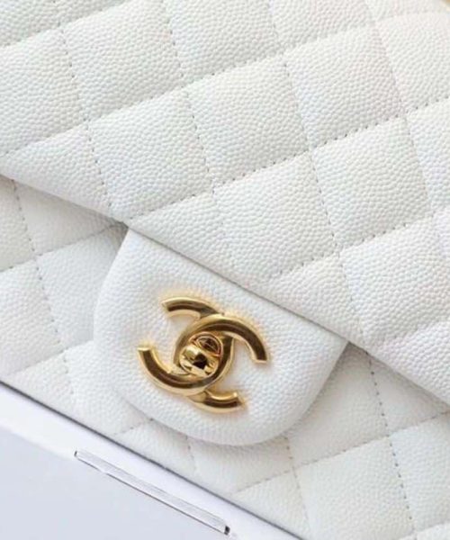 [REP 1:1] Chanel Classic Mini Flap Bag Golden Hardware White For Women 6.6in/17cm A35200
