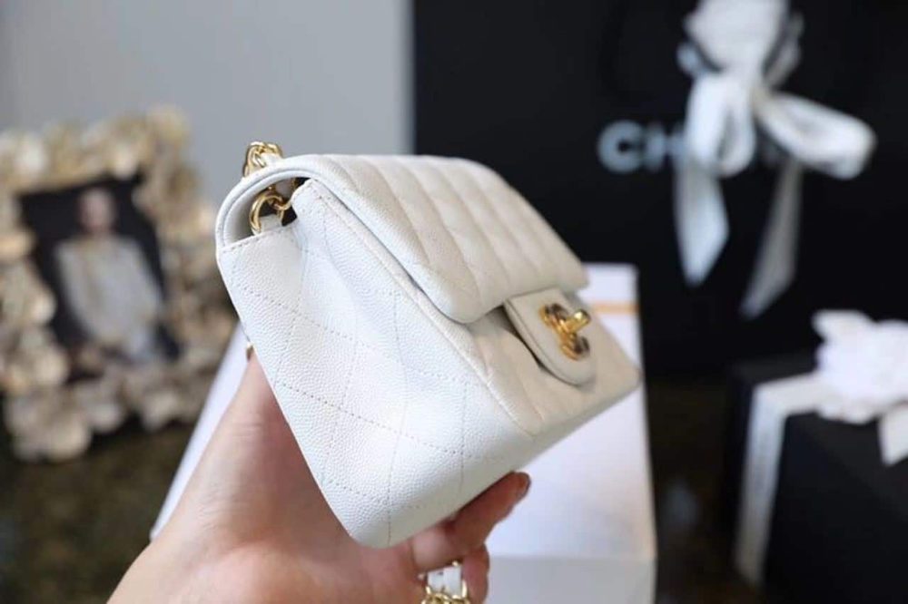 [REP 1:1] Chanel Classic Mini Flap Bag Golden Hardware White For Women 6.6in/17cm A35200 - Image 8
