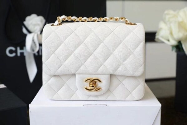 [REP 1:1] Chanel Classic Mini Flap Bag Golden Hardware White For Women 6.6in/17cm A35200