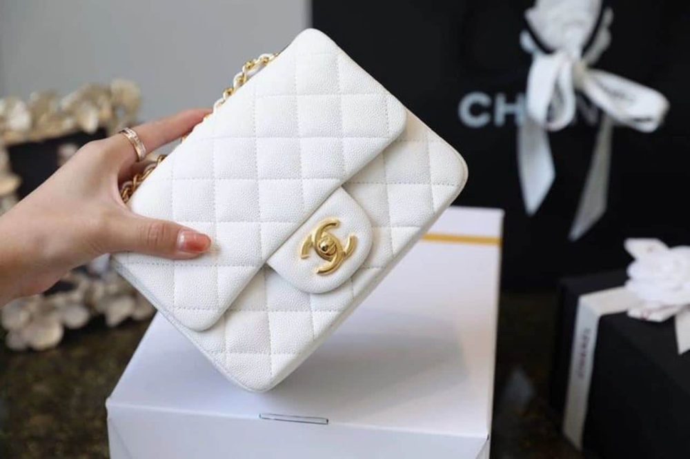 [REP 1:1] Chanel Classic Mini Flap Bag Golden Hardware White For Women 6.6in/17cm A35200 - Image 4