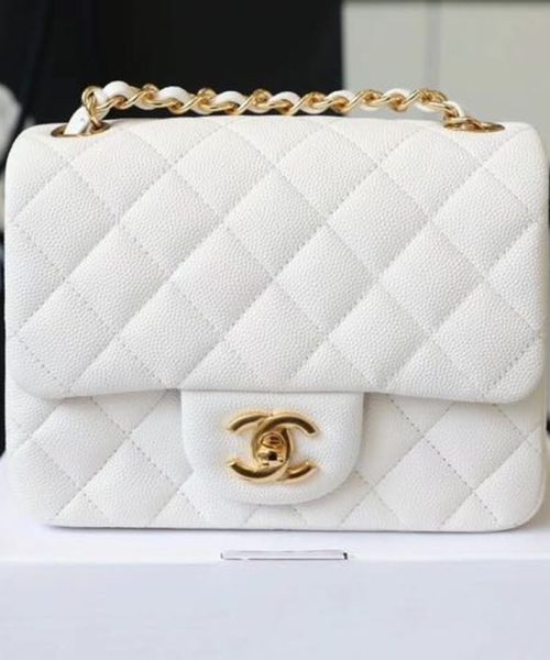 [REP 1:1] Chanel Classic Mini Flap Bag Golden Hardware White For Women 6.6in/17cm A35200