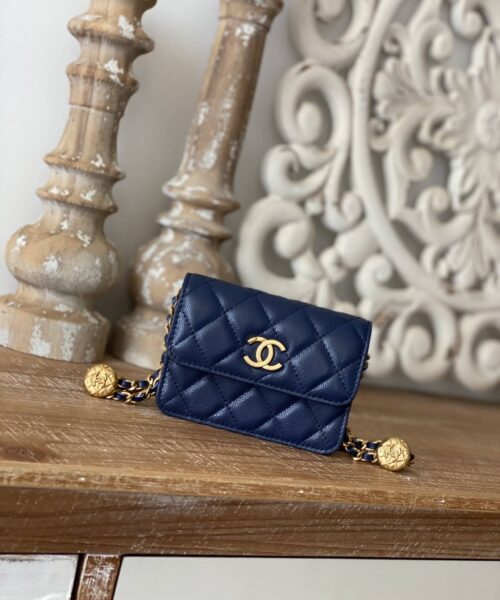 [REP 1:1] Chanel Clutch With Chain Blue For Women, Women's Bags 4.8in/12.3cm