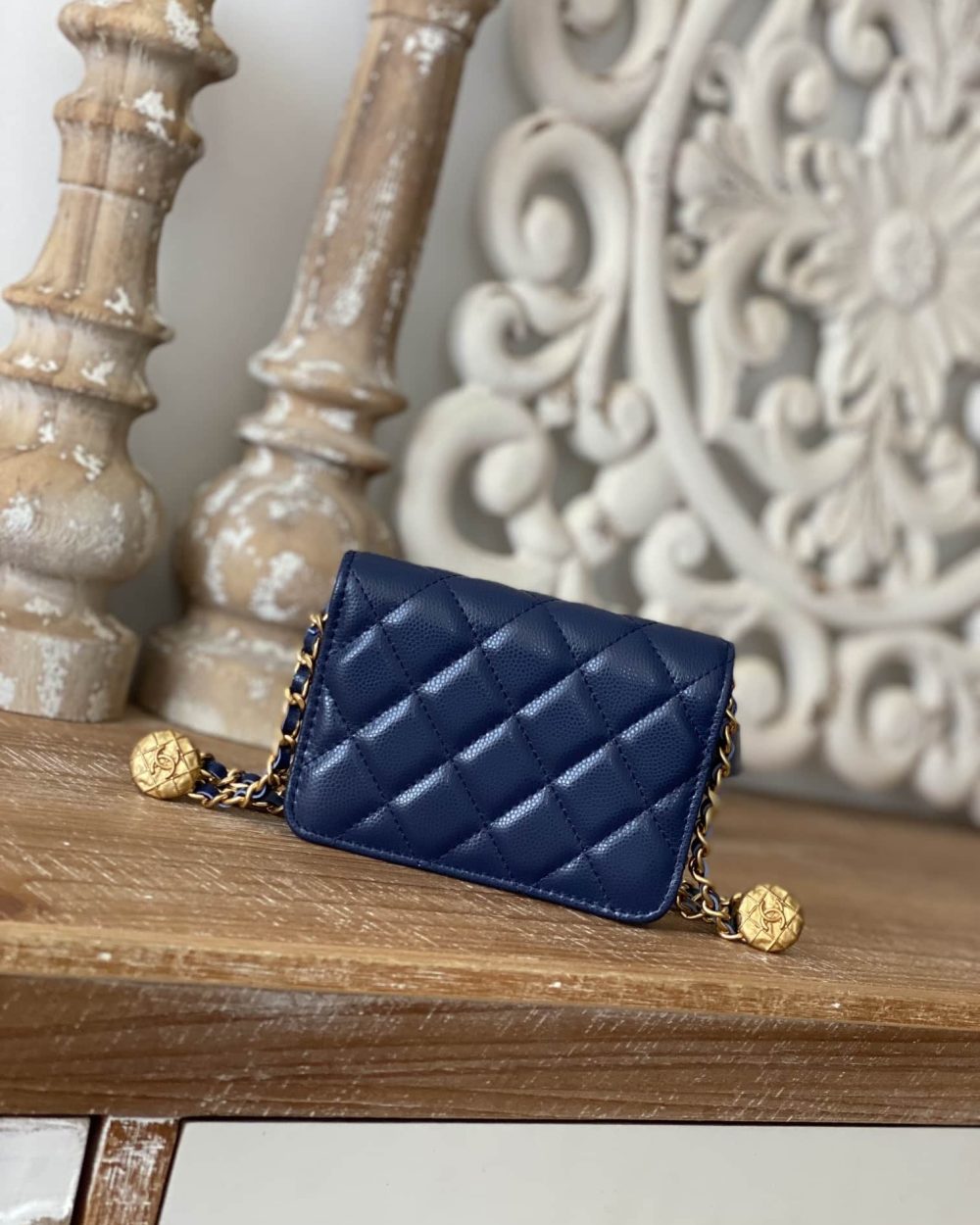 [REP 1:1] Chanel Clutch With Chain Blue For Women, Women's Bags 4.8in/12.3cm