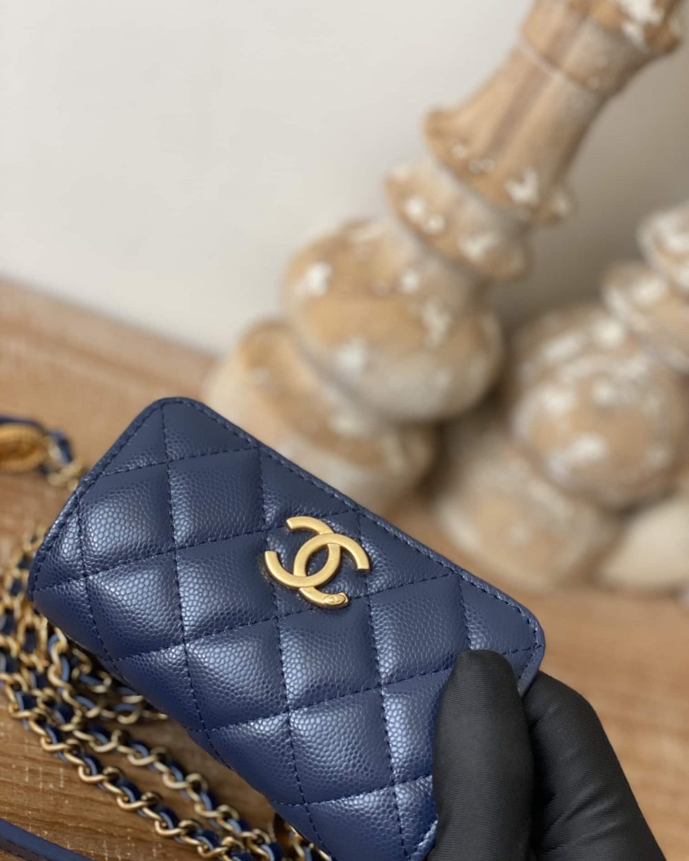 [REP 1:1] Chanel Clutch With Chain Blue For Women, Women's Bags 4.8in/12.3cm