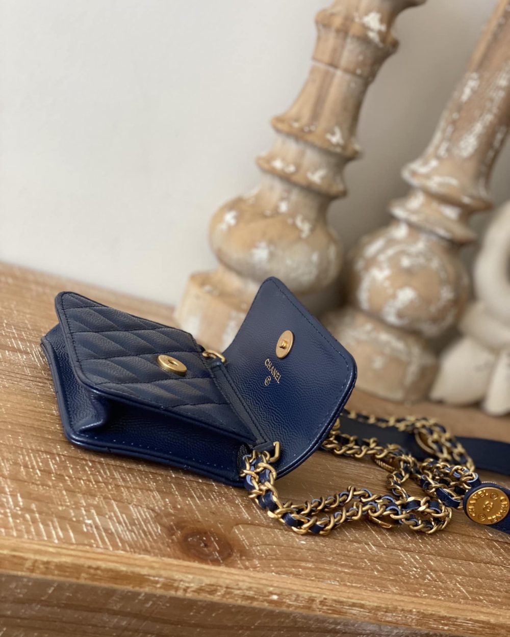 [REP 1:1] Chanel Clutch With Chain Blue For Women, Women's Bags 4.8in/12.3cm
