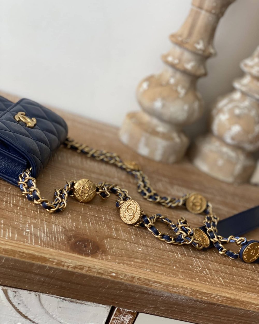 [REP 1:1] Chanel Clutch With Chain Blue For Women, Women's Bags 4.8in/12.3cm