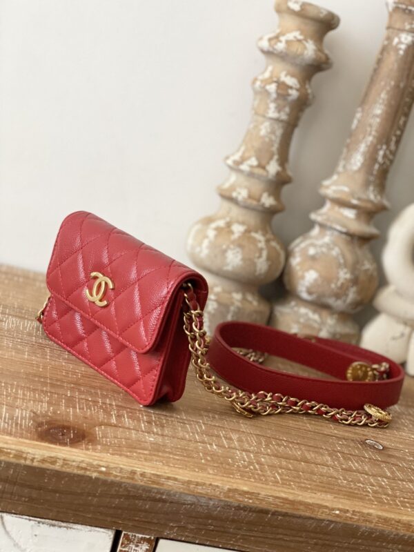 [REP 1:1] Chanel Clutch With Chain Red For Women, Women's Bags 4.8in/12.3cm