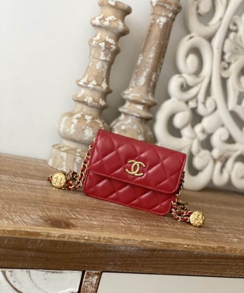 [REP 1:1] Chanel Clutch With Chain Red For Women, Women's Bags 4.8in/12.3cm