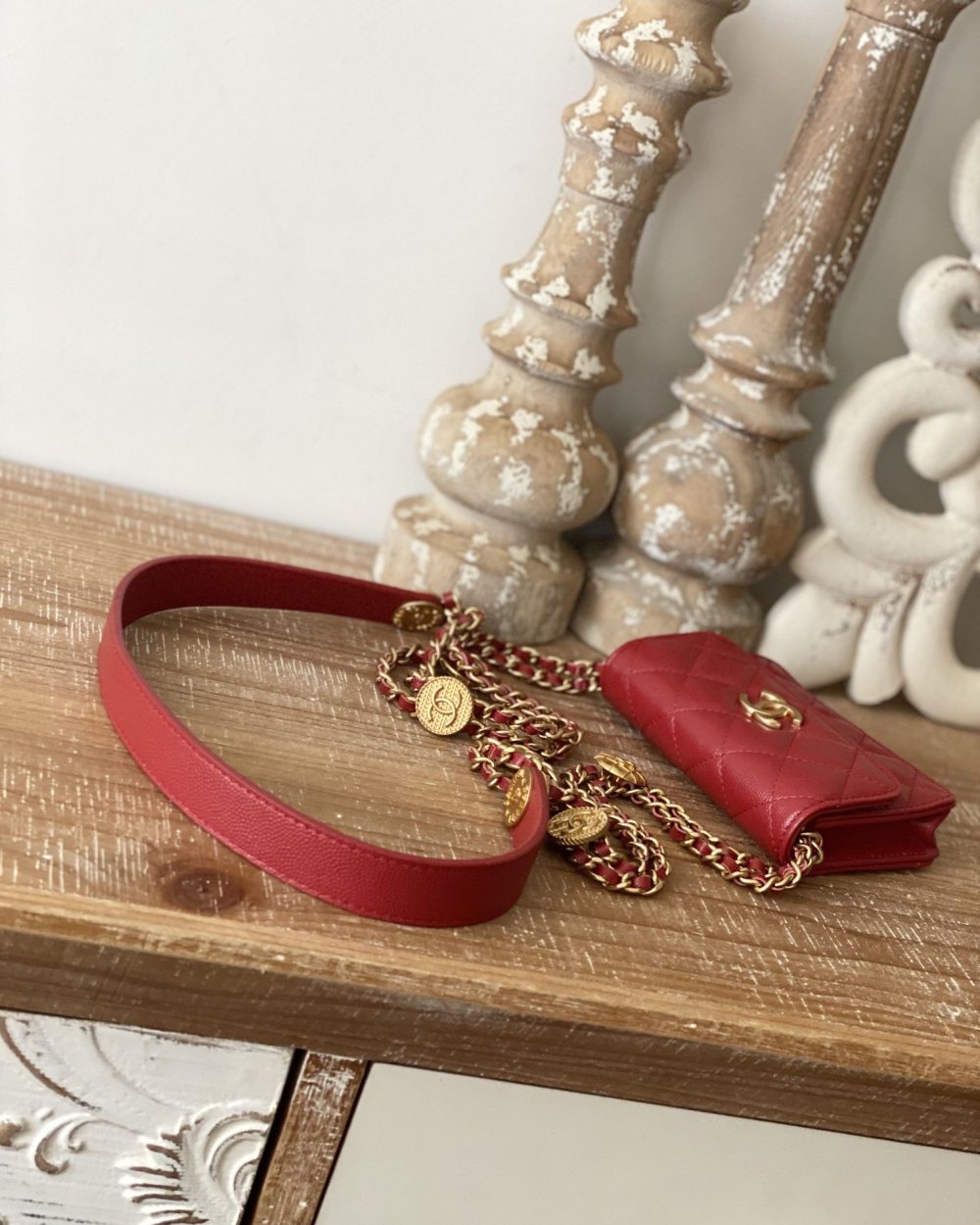 [REP 1:1] Chanel Clutch With Chain Red For Women, Women's Bags 4.8in/12.3cm