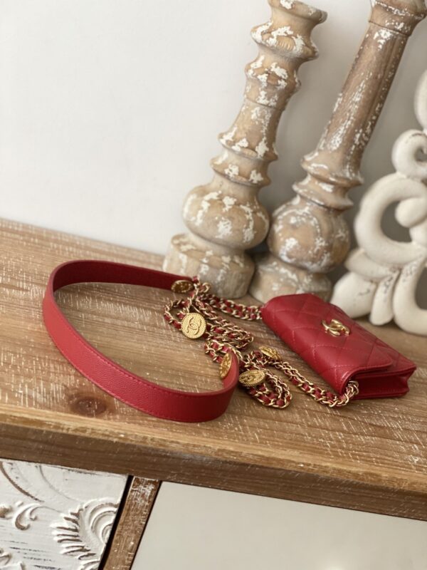 [REP 1:1] Chanel Clutch With Chain Red For Women, Women's Bags 4.8in/12.3cm