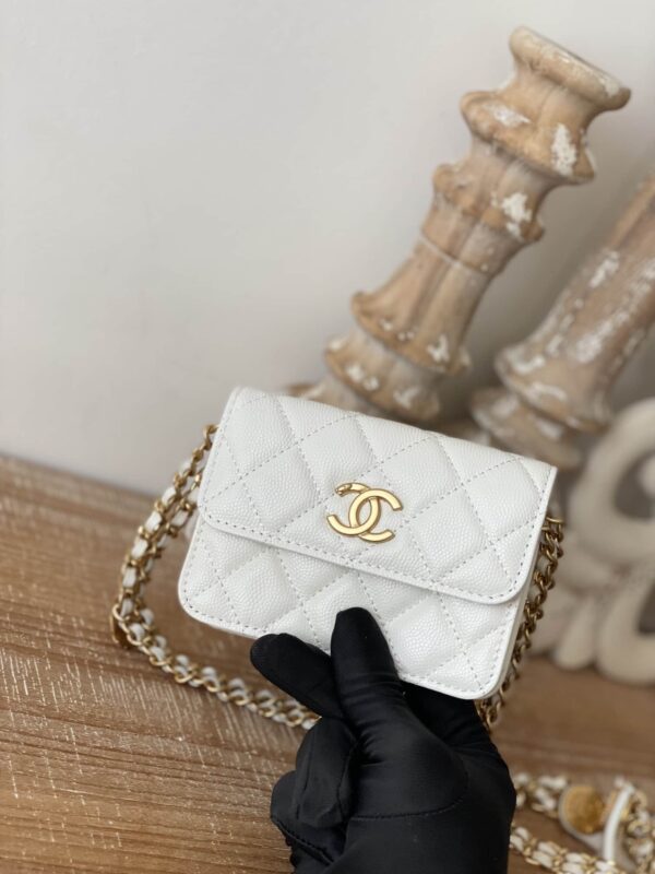 [REP 1:1] Chanel Clutch With Chain White For Women, Women's Bags 4.8in/12.3cm