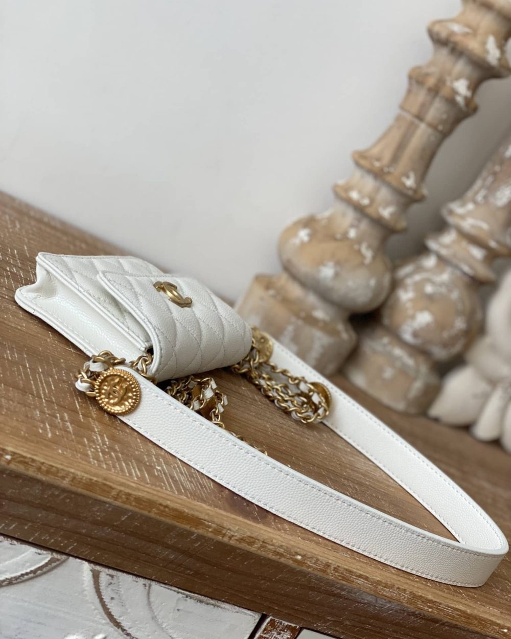 [REP 1:1] Chanel Clutch With Chain White For Women, Women's Bags 4.8in/12.3cm