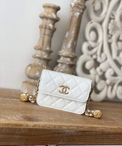 [REP 1:1] Chanel Clutch With Chain White For Women, Women's Bags 4.8in/12.3cm