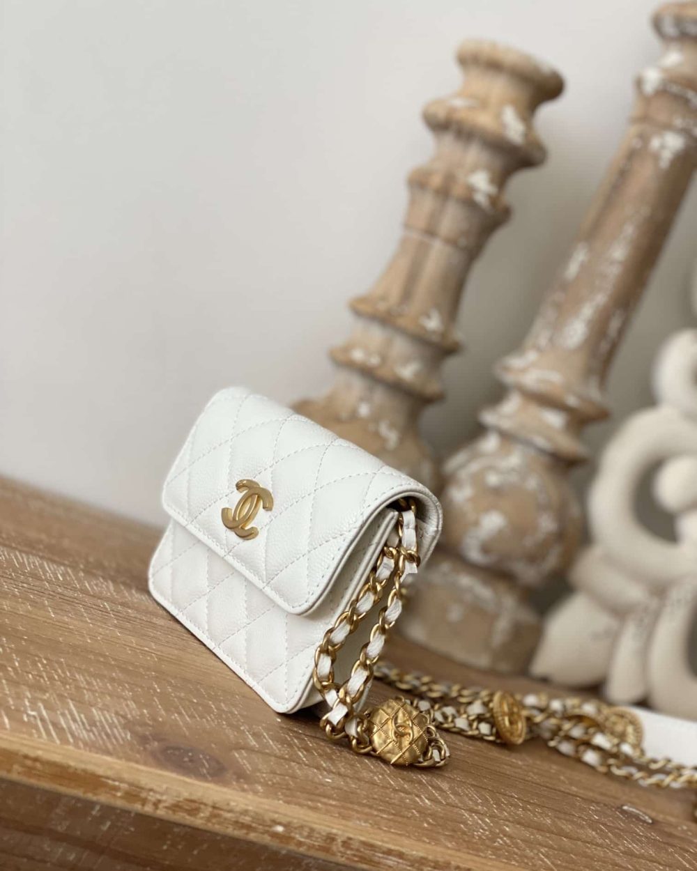[REP 1:1] Chanel Clutch With Chain White For Women, Women's Bags 4.8in/12.3cm