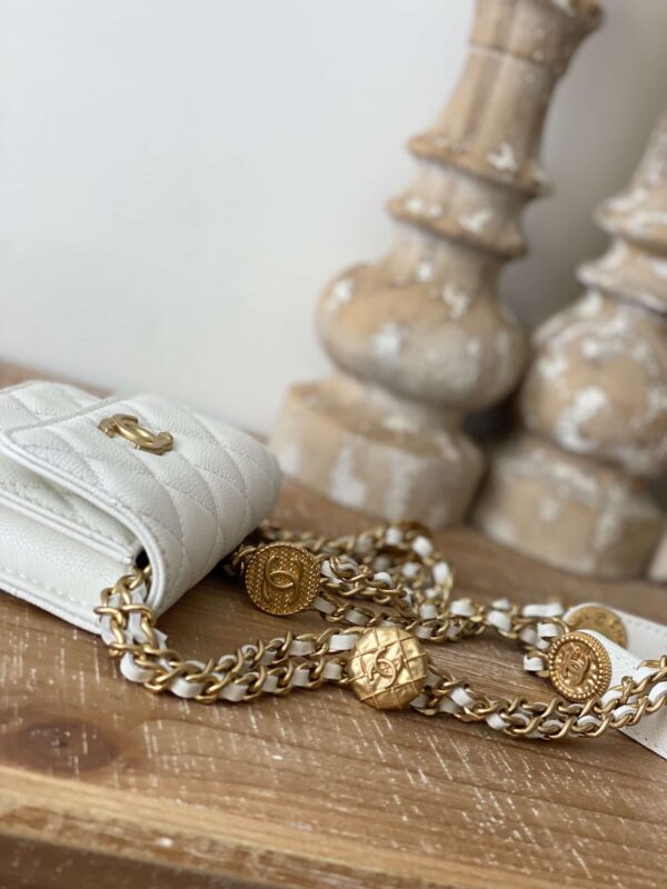 [REP 1:1] Chanel Clutch With Chain White For Women, Women's Bags 4.8in/12.3cm