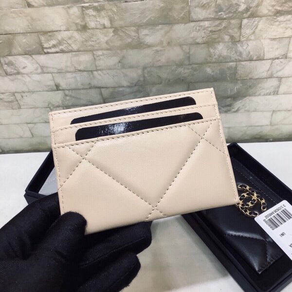 Chanel CO-CO 19 Card Holder Wallet 11cm/4.3in Gold Toned Hardware For Women Beige