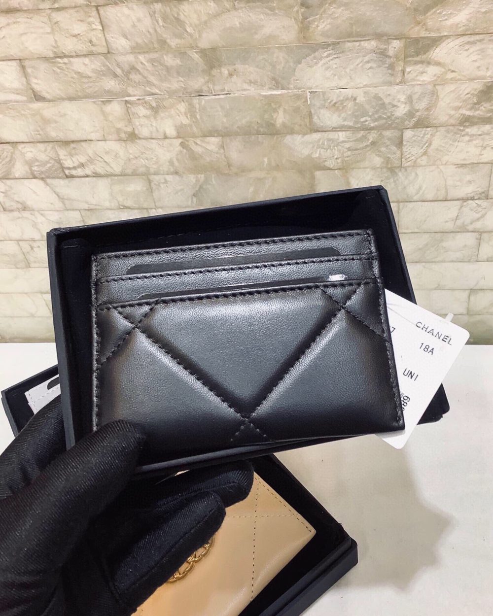 1:1 Replica Chanel CO-CO 19 Card Holder Wallet 11cm/4.3in Gold Toned Hardware For Women Black