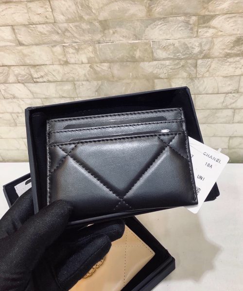 1:1 Replica Chanel CO-CO 19 Card Holder Wallet 11cm/4.3in Gold Toned Hardware For Women Black