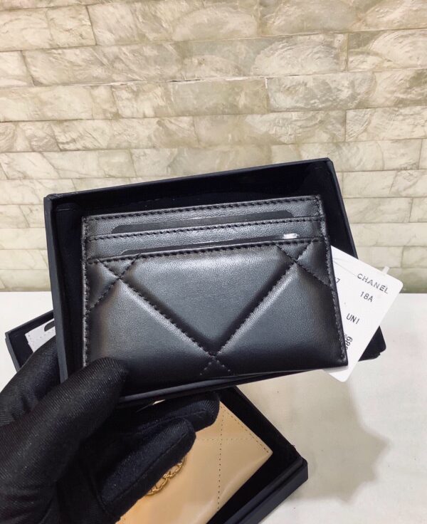 Chanel CO-CO 19 Card Holder Wallet 11cm/4.3in Gold Toned Hardware For Women Black