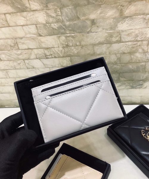 1:1 Replica Chanel CO-CO 19 Card Holder Wallet 11cm/4.3in Gold Toned Hardware For Women Grey AP1167 B07327 NG752
