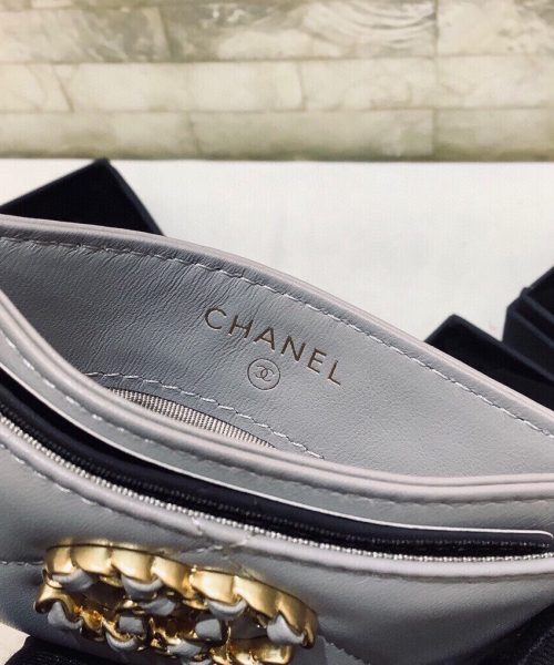 1:1 Replica Chanel CO-CO 19 Card Holder Wallet 11cm/4.3in Gold Toned Hardware For Women Grey AP1167 B07327 NG752