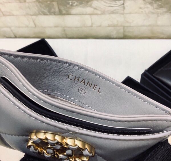 Chanel CO-CO 19 Card Holder Wallet 11cm/4.3in Gold Toned Hardware For Women Grey AP1167 B07327 NG752