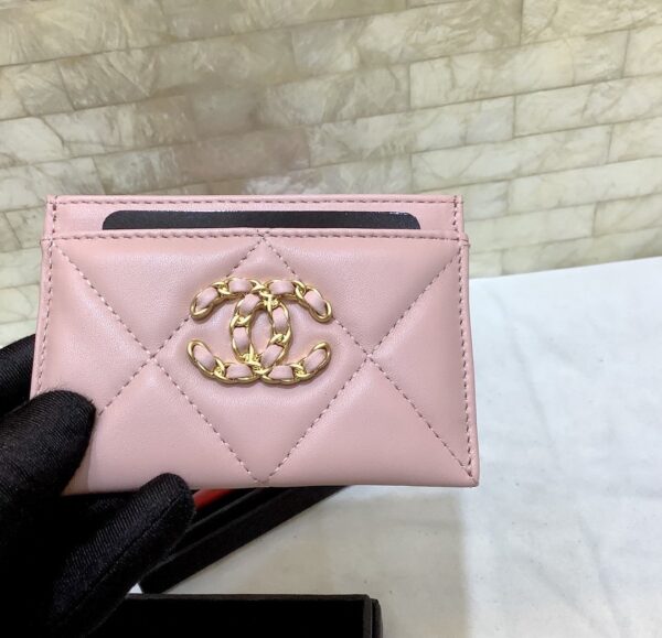 Chanel CO-CO 19 Card Holder Wallet 11cm/4.3in Gold Toned Hardware For Women Pink