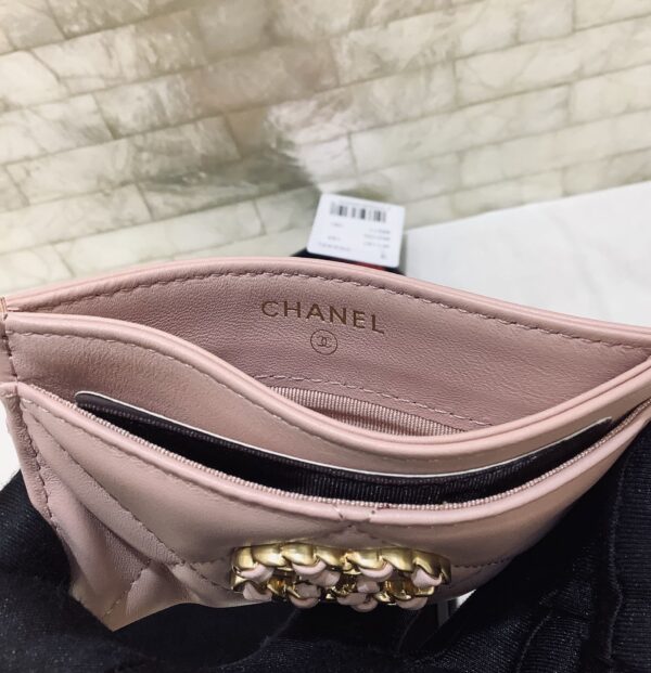 Chanel CO-CO 19 Card Holder Wallet 11cm/4.3in Gold Toned Hardware For Women Pink
