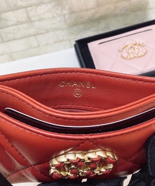 1:1 Replica Chanel CO-CO 19 Card Holder Wallet 11cm/4.3in Gold Toned Hardware For Women Red