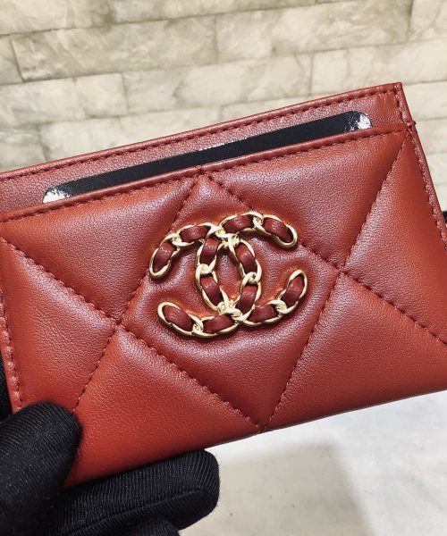 1:1 Replica Chanel CO-CO 19 Card Holder Wallet 11cm/4.3in Gold Toned Hardware For Women Red