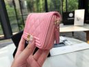 1:1 Replica Chanel CO-CO Boy Chanel Zipped Coin Purse 11cm/4.3in Gold Toned Hardware For Women Pink