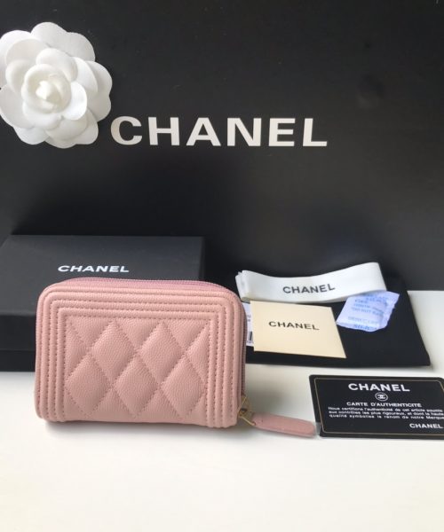 1:1 Replica Chanel CO-CO Boy Chanel Zipped Coin Purse 11cm/4.3in Gold Toned Hardware For Women White