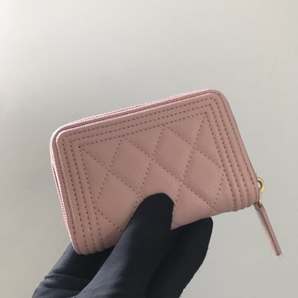 Chanel CO-CO Boy Chanel Zipped Coin Purse 11cm/4.3in Gold Toned Hardware For Women White