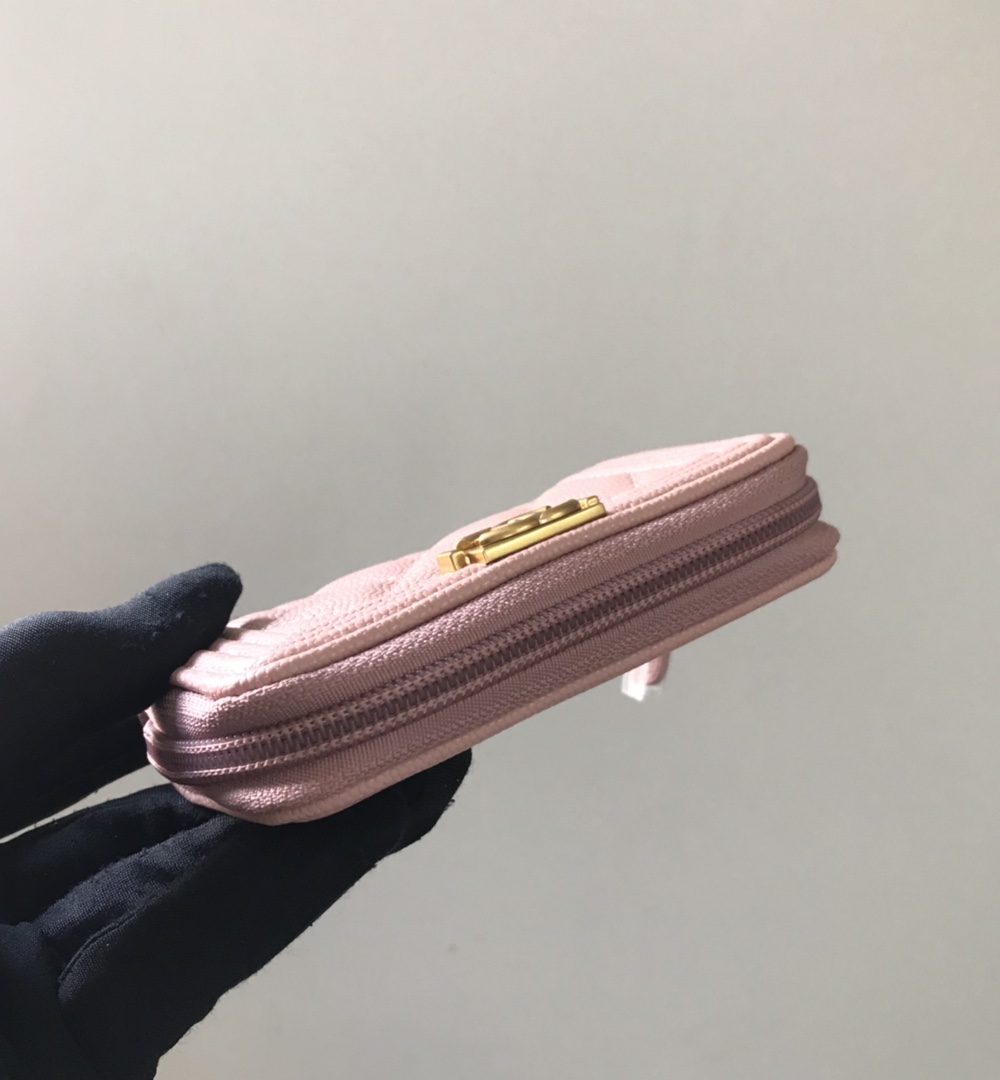 1:1 Replica Chanel CO-CO Boy Chanel Zipped Coin Purse 11cm/4.3in Gold Toned Hardware For Women White